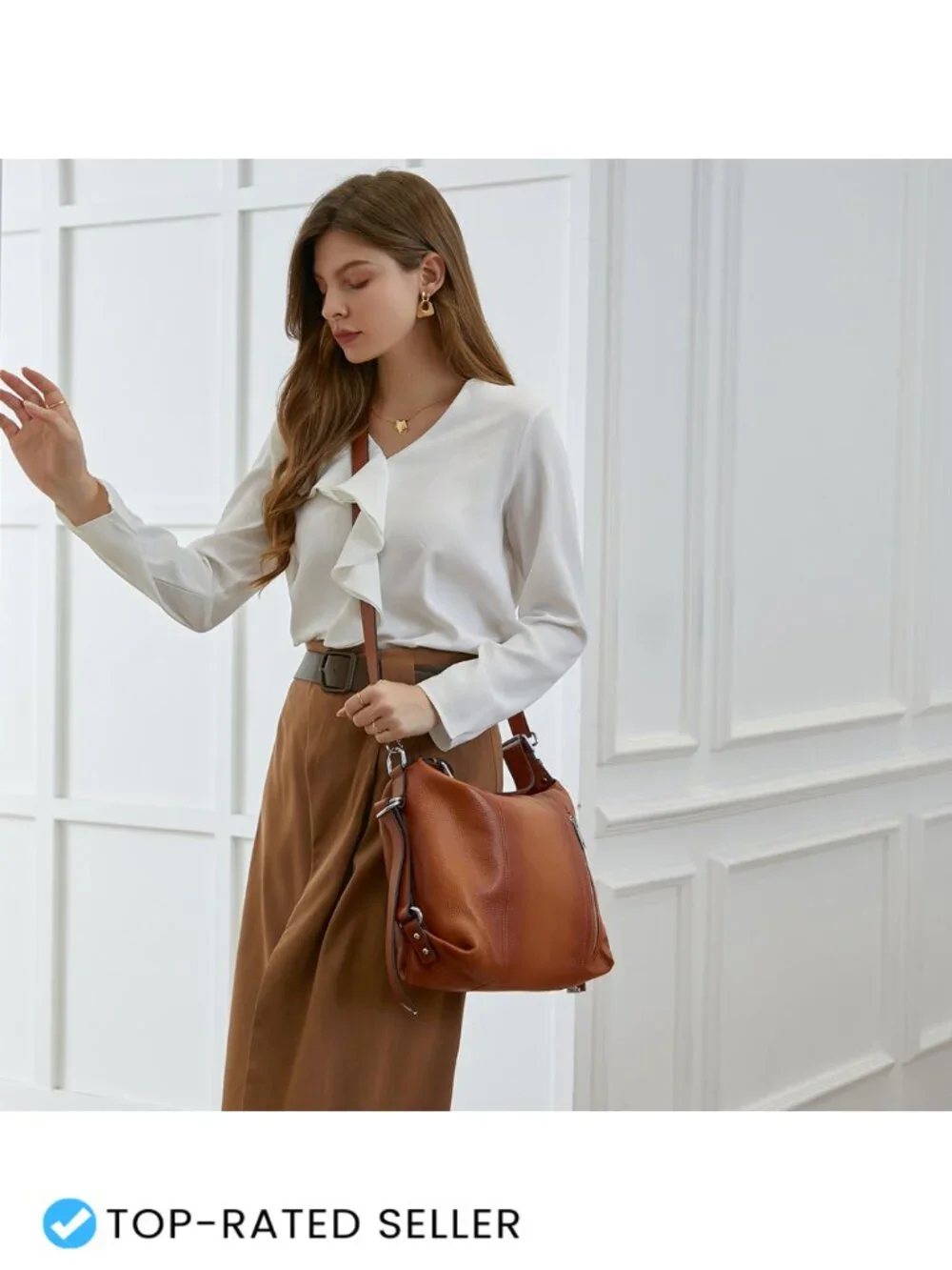 Genuine Leather Hobo Bag Women Tote Shoulder Crossbody Purse